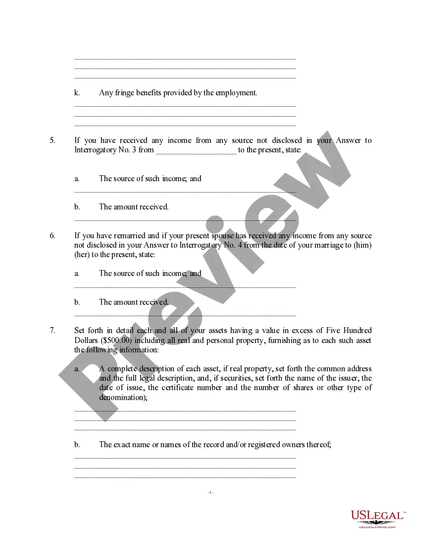 Get Discovery - Interrogatories - Post-Dissolution, Ex-Spouse Remarried Preview Discovery - Interrogatories - Post-Dissolution, Ex-Spouse Remarried