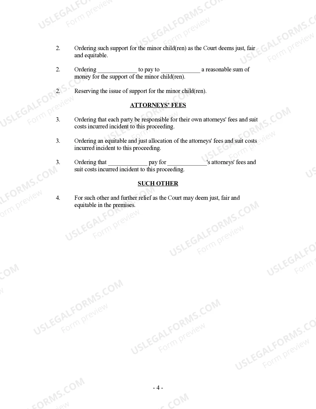 Preview Petition for Custody and / or Visitation