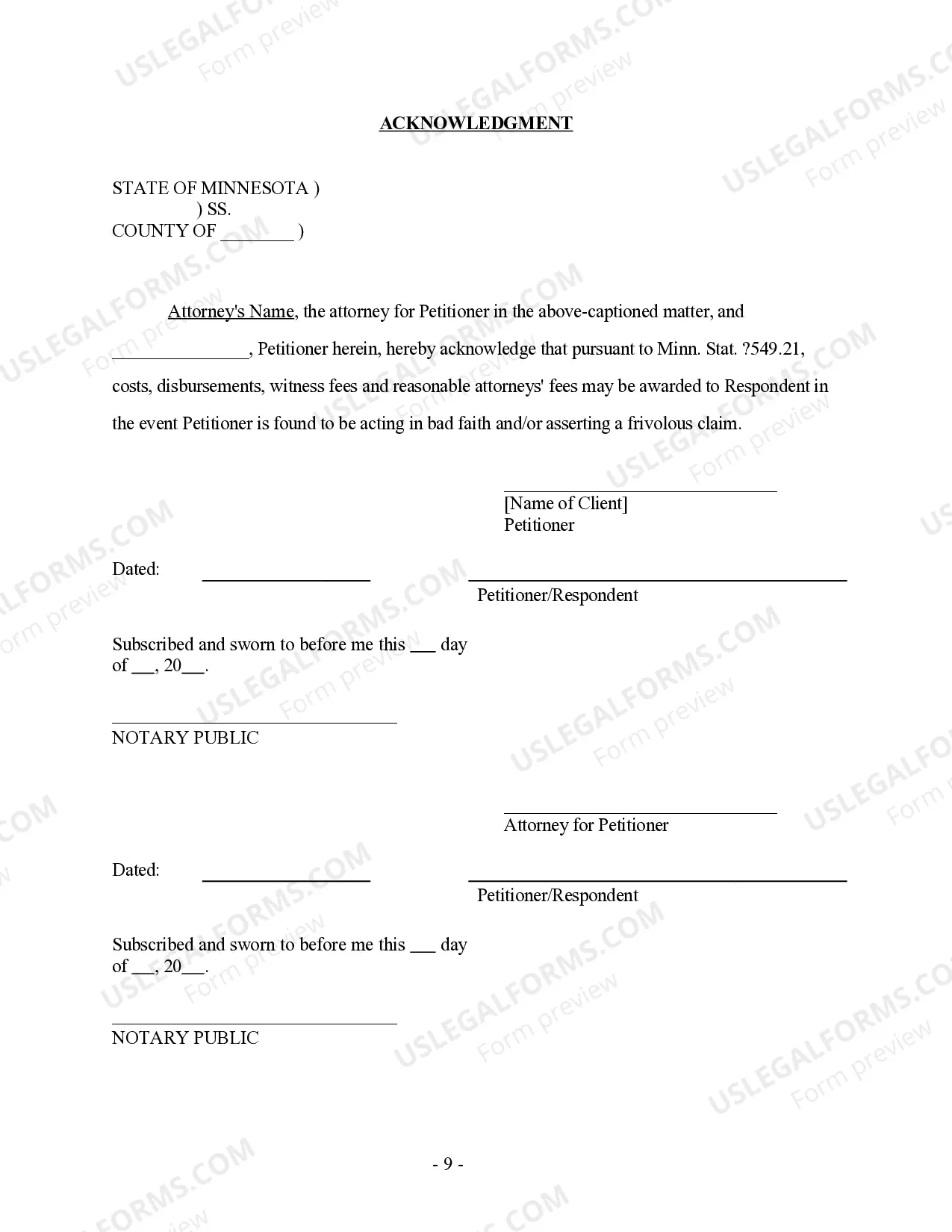 Preview Petition for Legal Separation - with alternative clauses