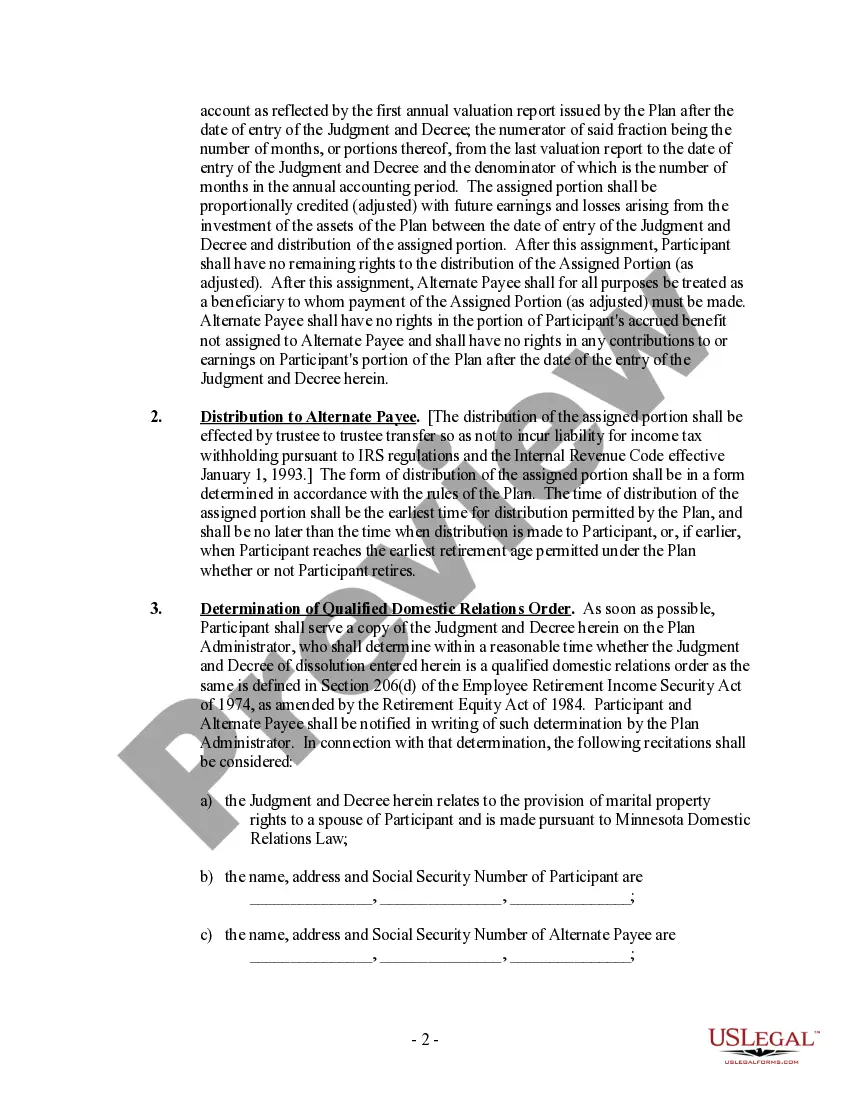 Get Qualified Domestic Relations Order - Assignment of Interests Preview Qualified Domestic Relations Order - Assignment of Interests