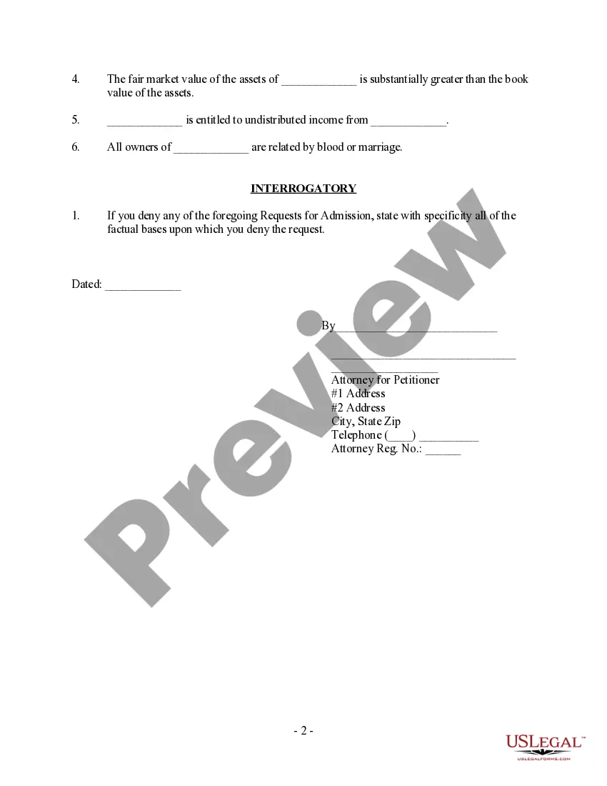 Preview Discovery - Request for Admissions with Interrogatory in the Alternative