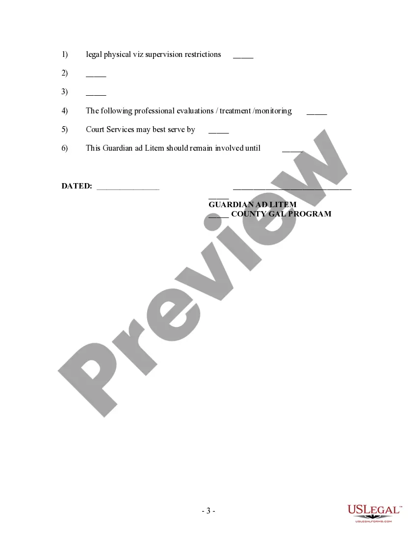 Get Guardian Ad Litem - Family Court Report - template Preview Guardian Ad Litem - Family Court Report - template