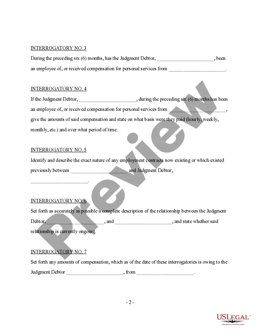 Get Discovery - Garnishment Interrogatories - Garnishee's Employer Preview Discovery - Garnishment Interrogatories - Garnishee's Employer