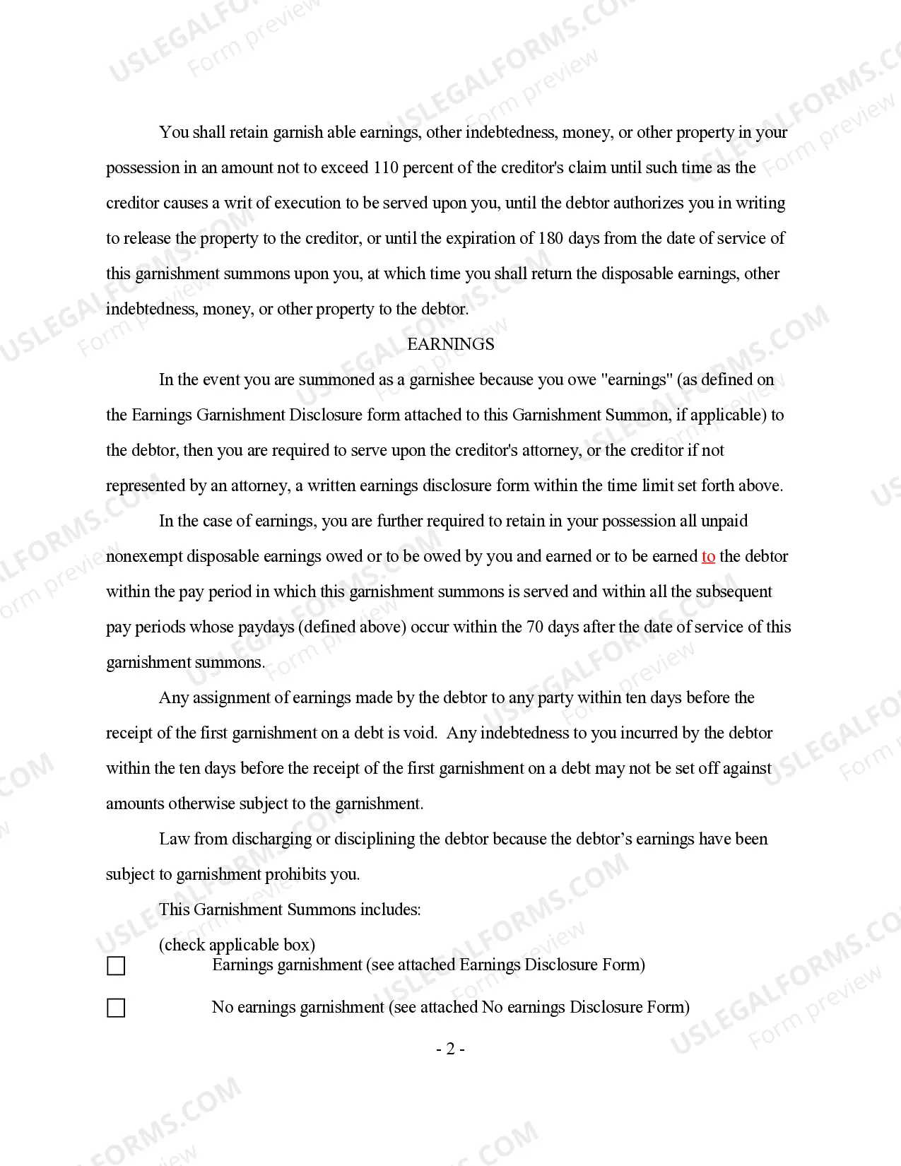 Preview Summons to Employer of Garnishee