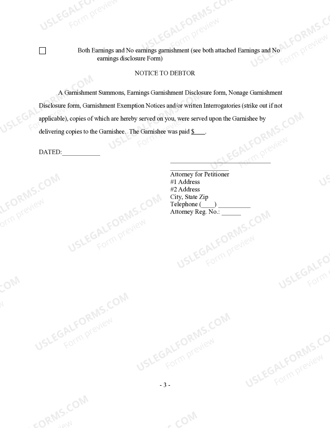 Preview Summons to Employer of Garnishee