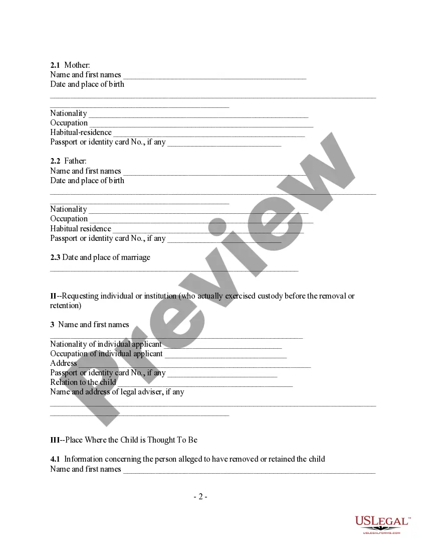 Get Notice of Child Abduction - Request for Return Preview Notice of Child Abduction - Request for Return