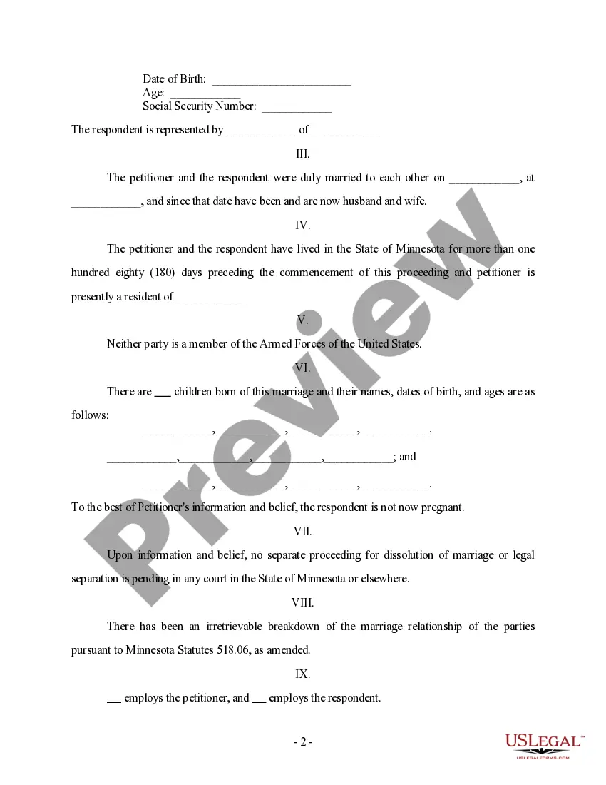 Get Petition for Dissolution of Marriage Preview Petition for Dissolution of Marriage