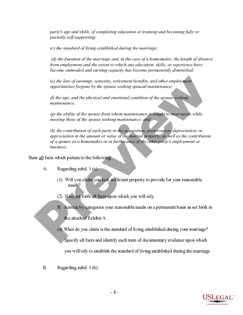 Preview Discovery - Generic First Set of Interrogatories for Divorce Matter