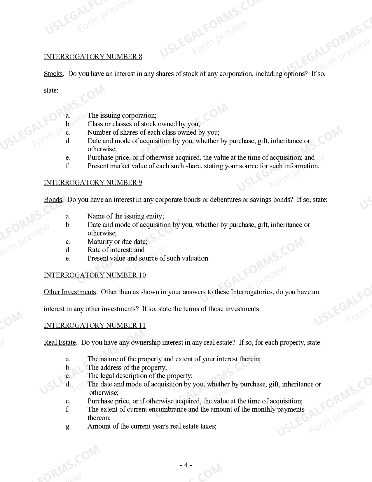 Family Law Discovery Forms Form US Legal Forms