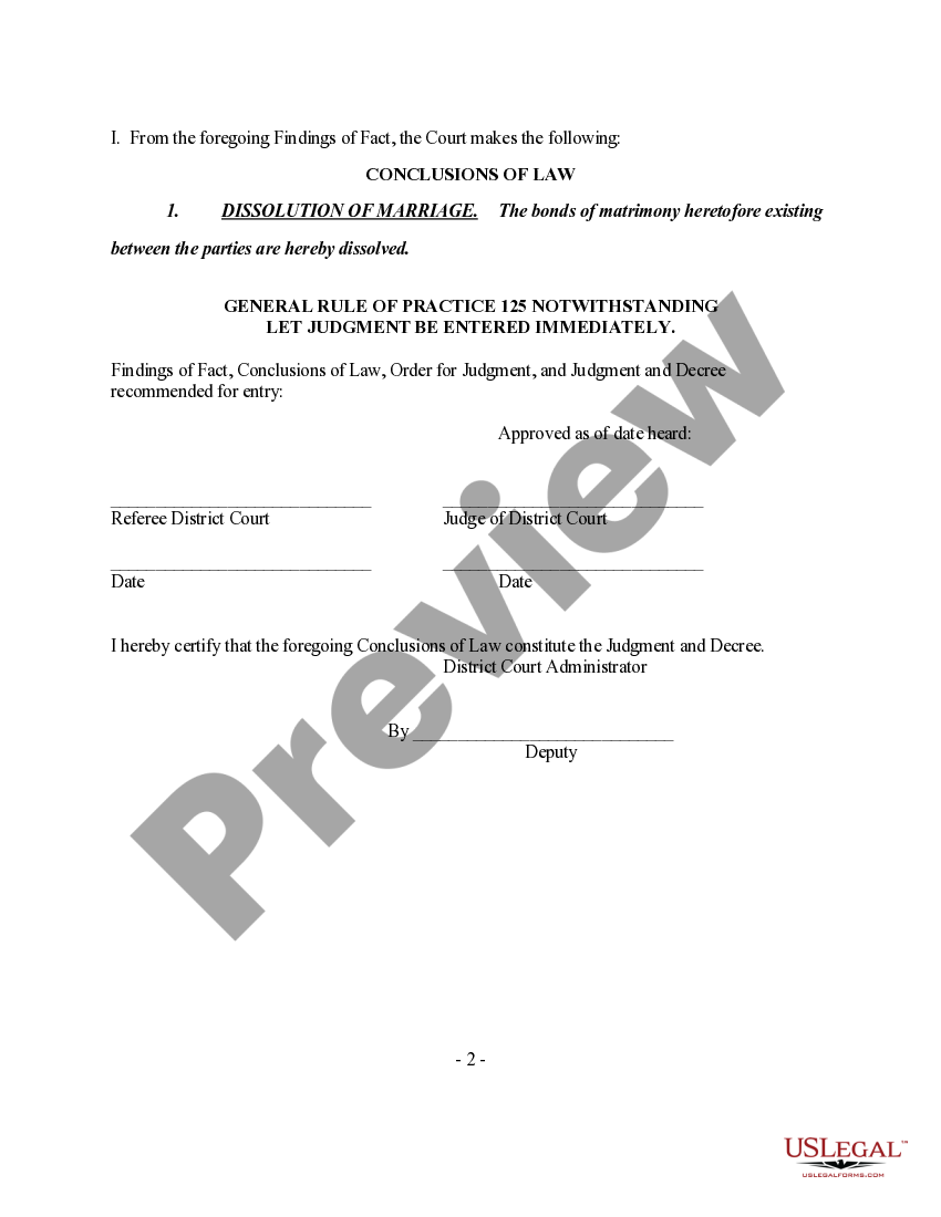 Minnesota Final Order of Court - Divorce - Default Judgment - template ...