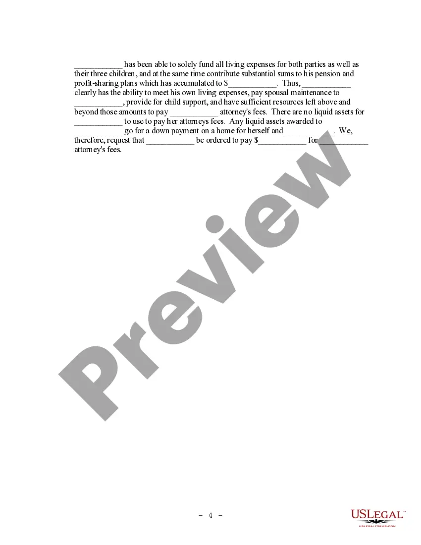 Preview Law Supporting Position on Amount of Spousal Maintenance for Inclusion in Brief