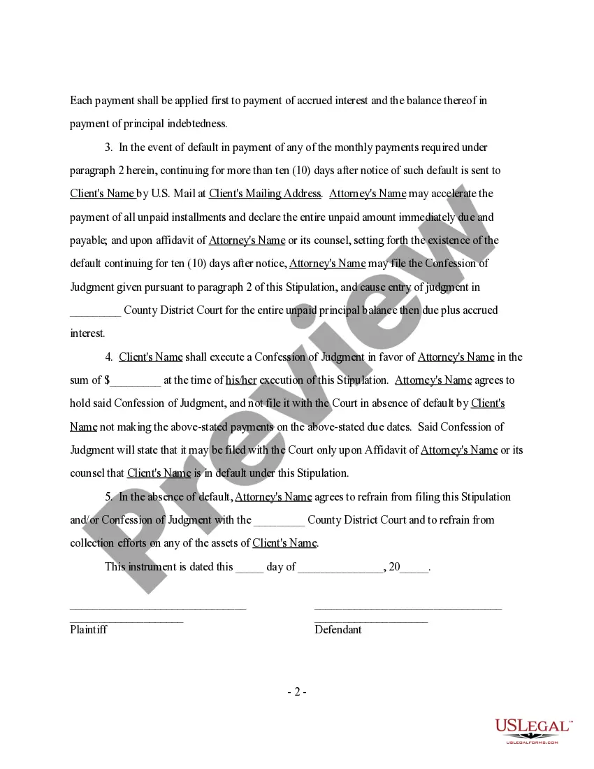 Get Stipulation - Client's Agreement to pay Outstanding Attorney's Fees Preview Stipulation - Client's Agreement to pay Outstanding Attorney's Fees