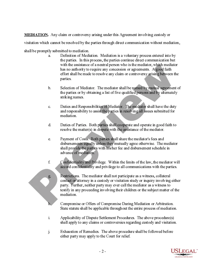 Preview Custody and Visitation Rights Clauses