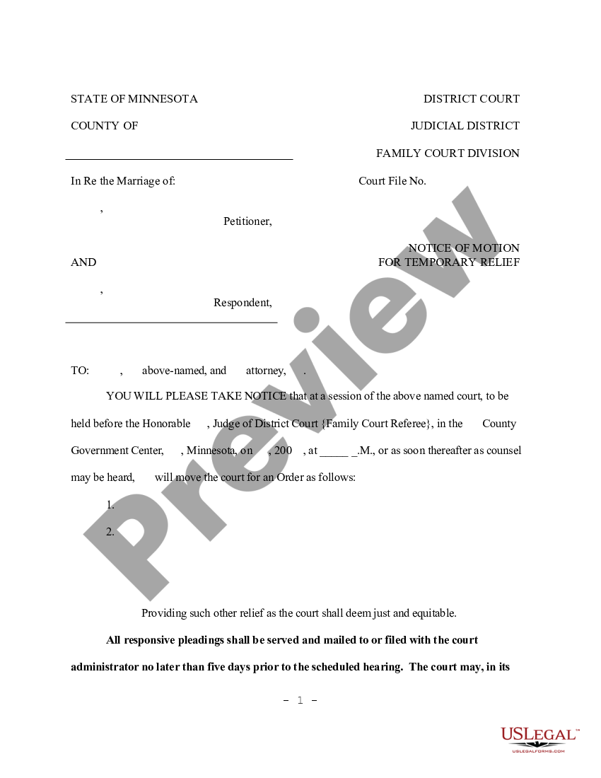 Motion For Temporary Relief Of Child Support | US Legal Forms