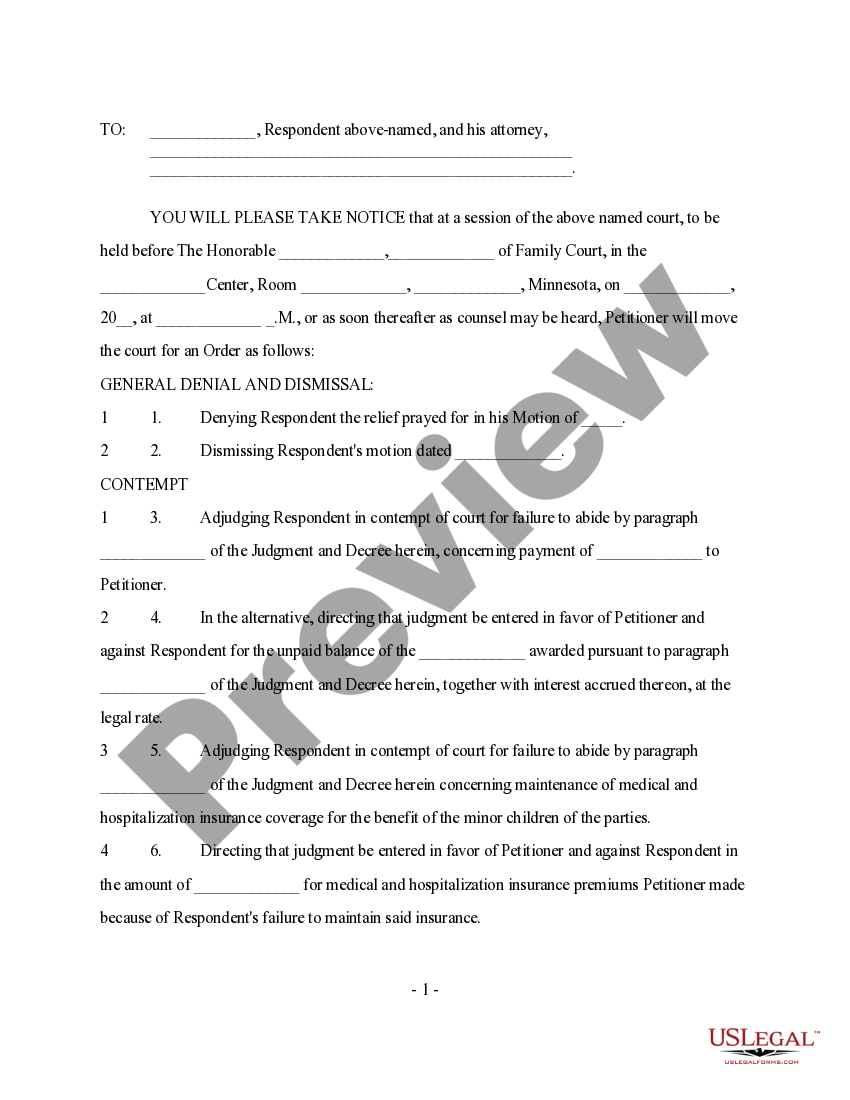 minnesota general denial and dismissal divorce dismissal