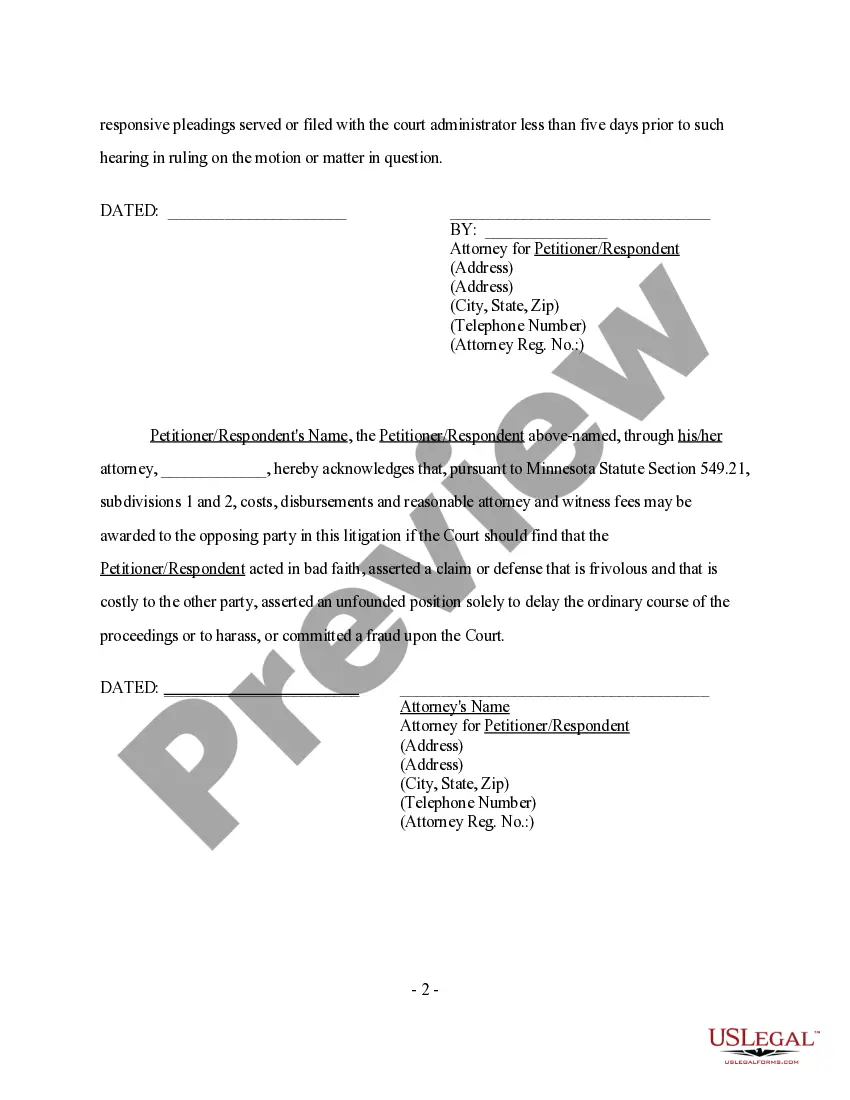 Preview Notice of Motion and Motion for Relief from Bad Faith Litigation