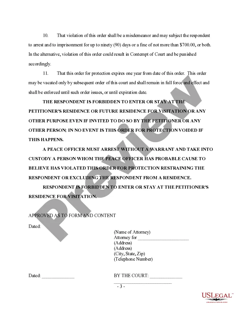 Preview Protective Order - Parent with Children