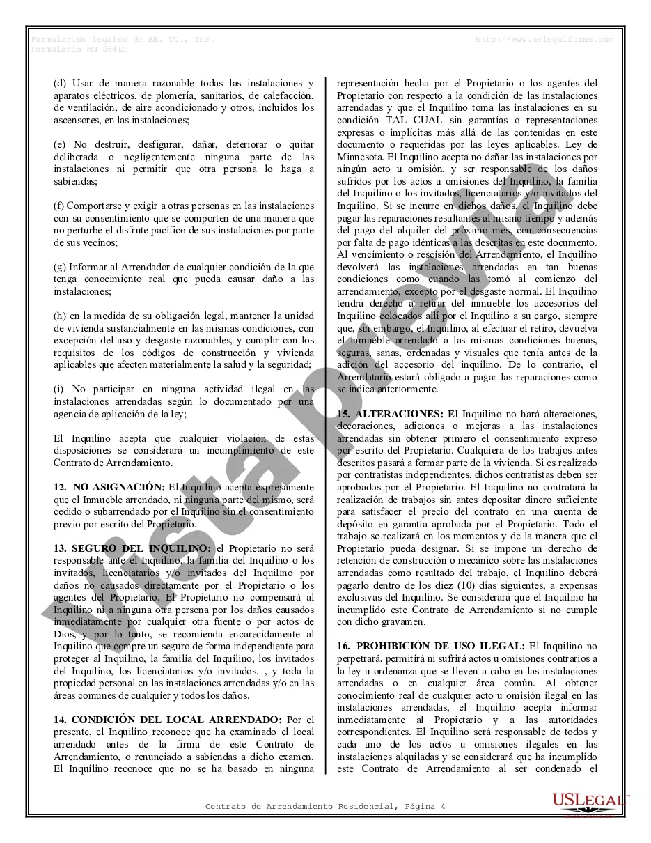 Preview Contrato de arrendamiento de alquiler residencial