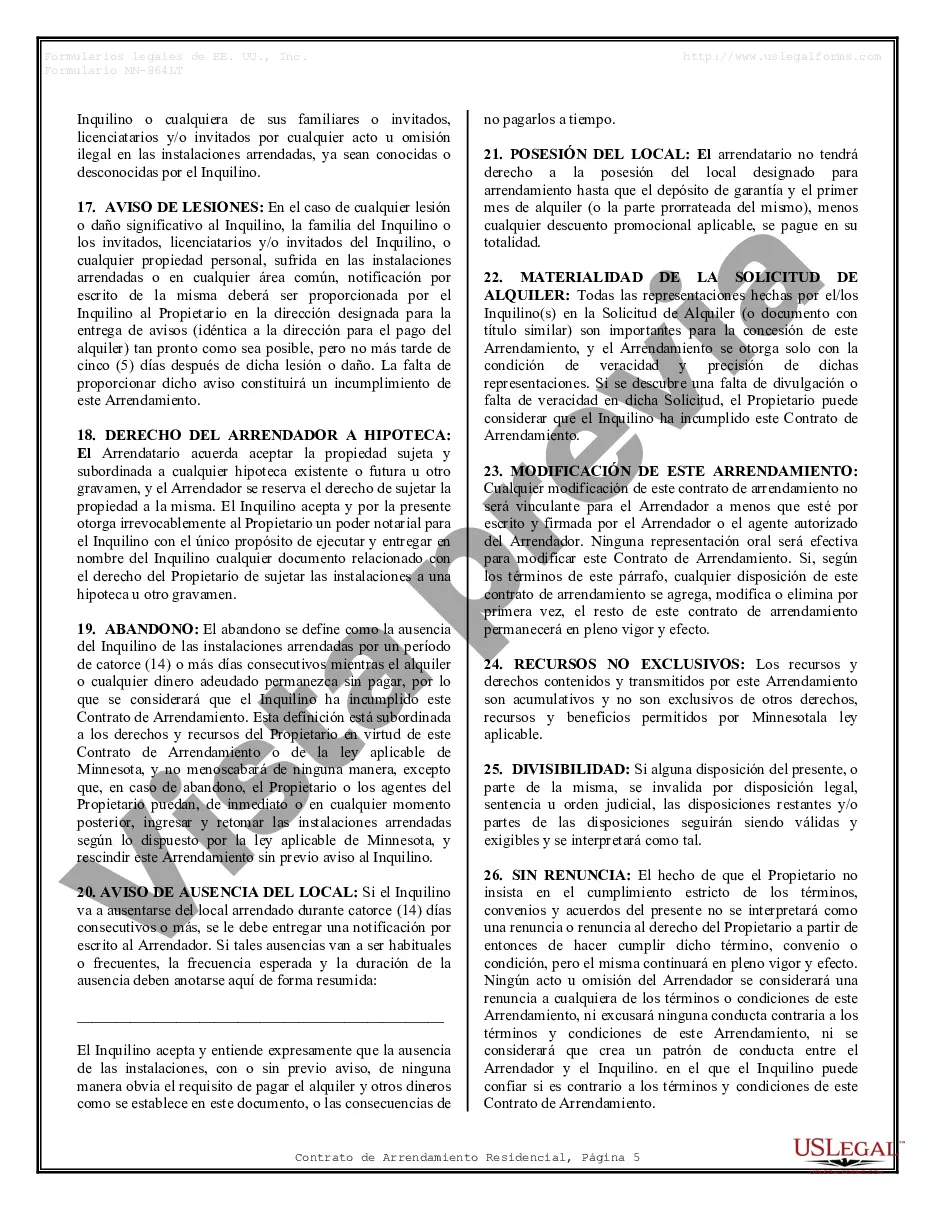 Preview Contrato de arrendamiento de alquiler residencial