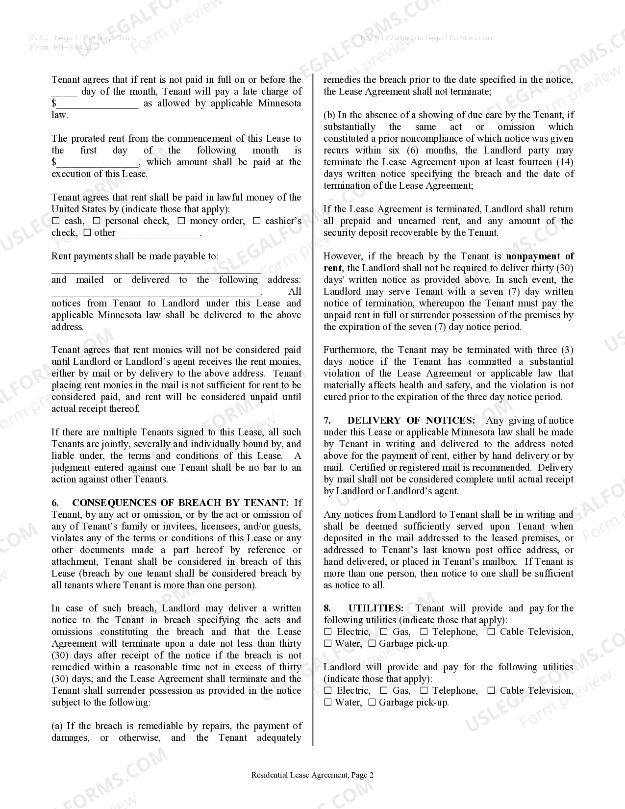 Preview Residential Rental Lease Agreement