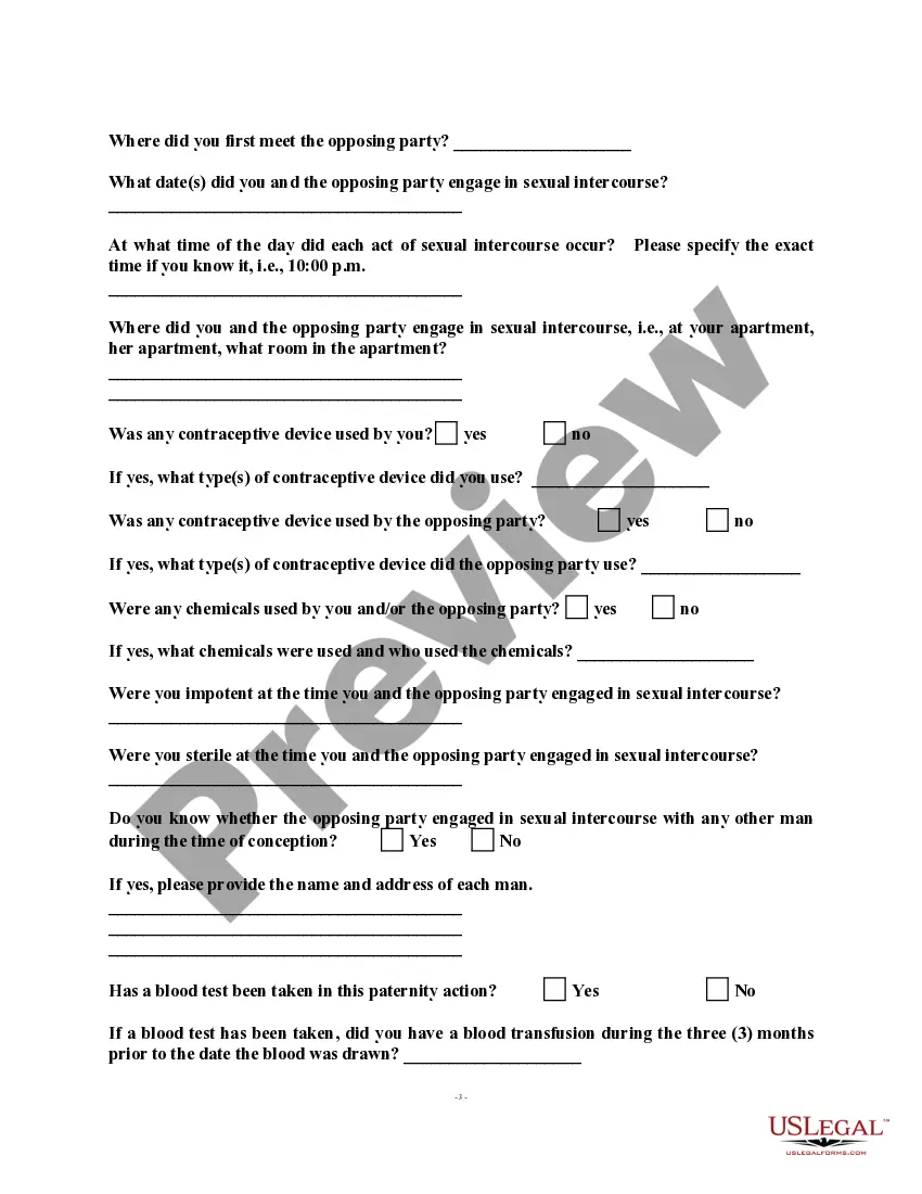 Preview Paternity Information Form - Client Interview Sheet