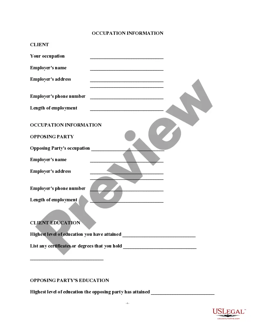 Preview Paternity Information Form - Client Interview Sheet