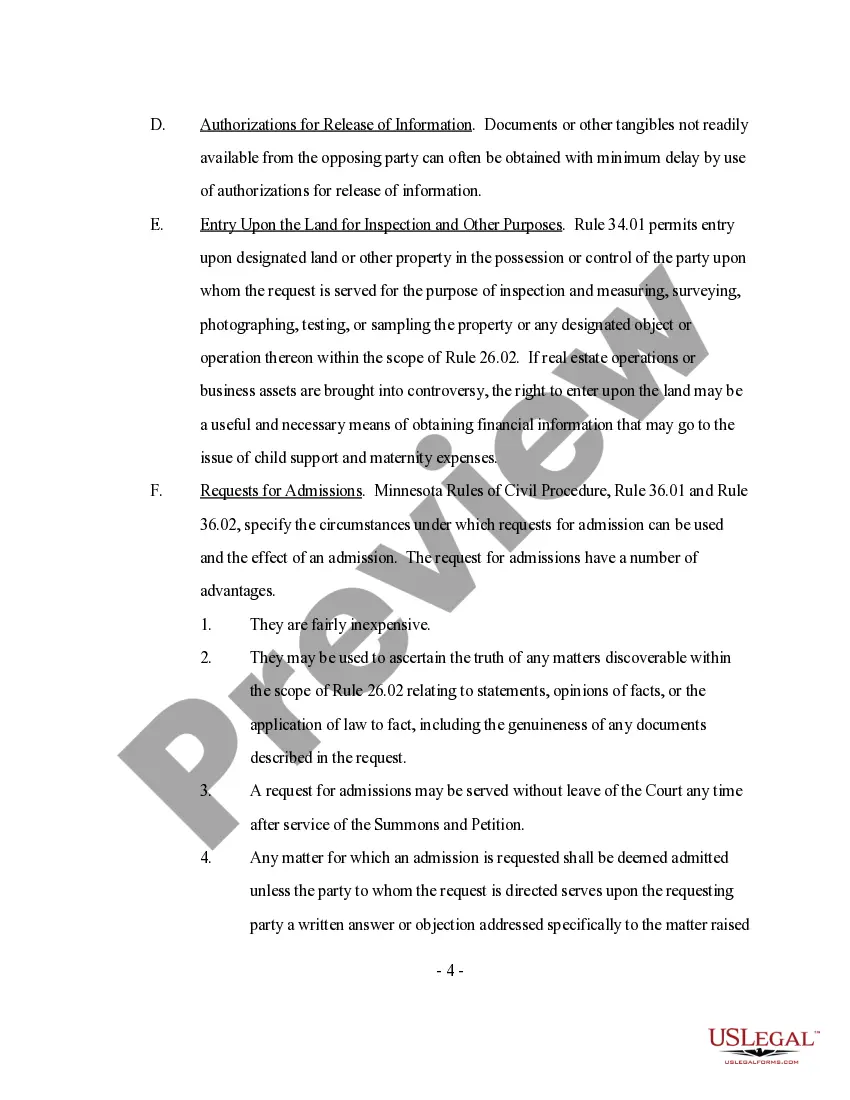 Preview Discovery - Paternity Action Overview, Tips and Pointers Sheet