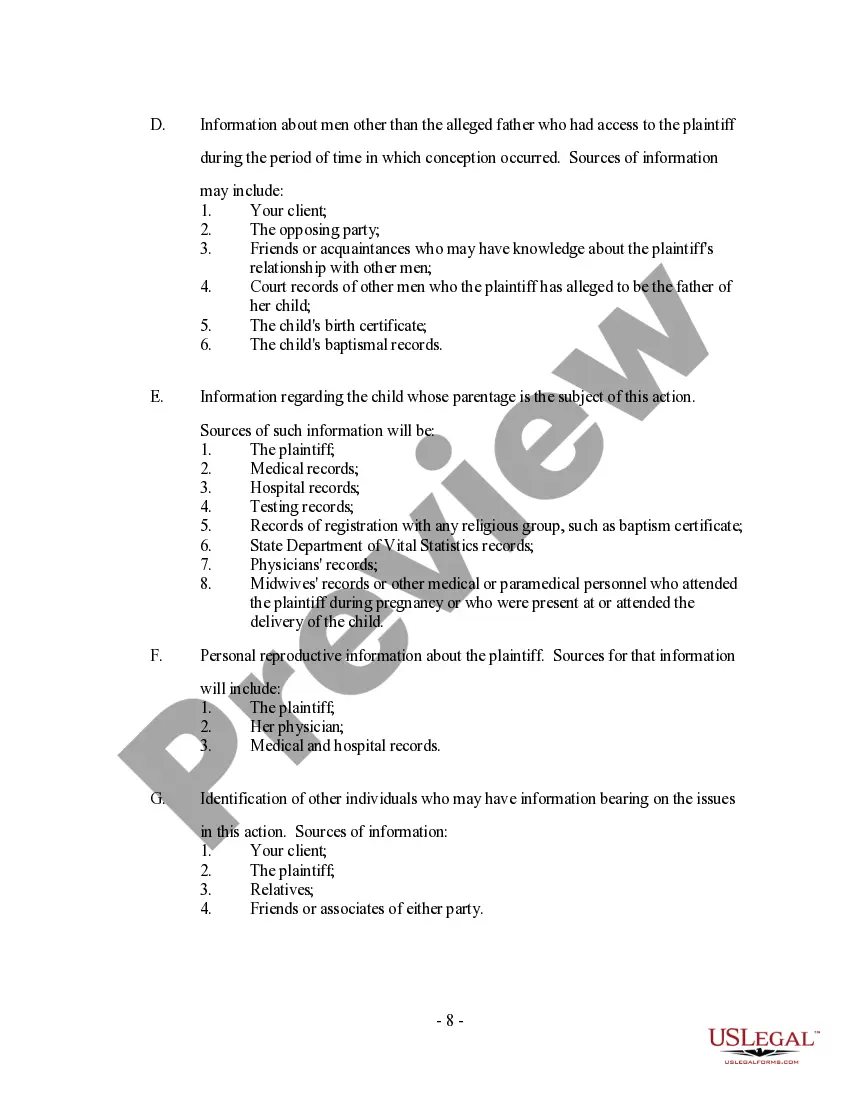 Preview Discovery - Paternity Action Overview, Tips and Pointers Sheet