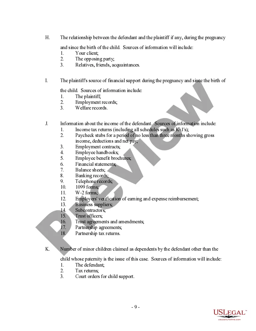 Preview Discovery - Paternity Action Overview, Tips and Pointers Sheet