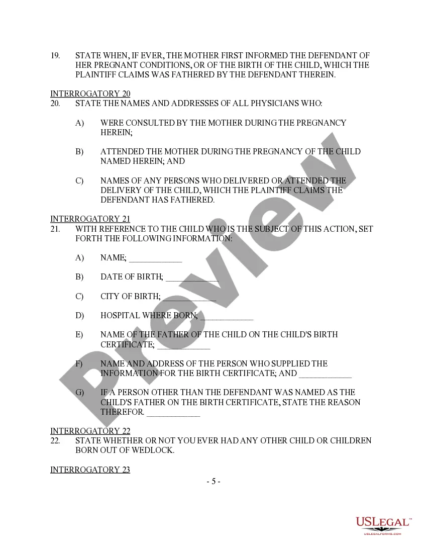 Get Discovery - Defendant's Interrogatories To Plaintiff - Paternity Preview Discovery - Defendant's Interrogatories To Plaintiff - Paternity