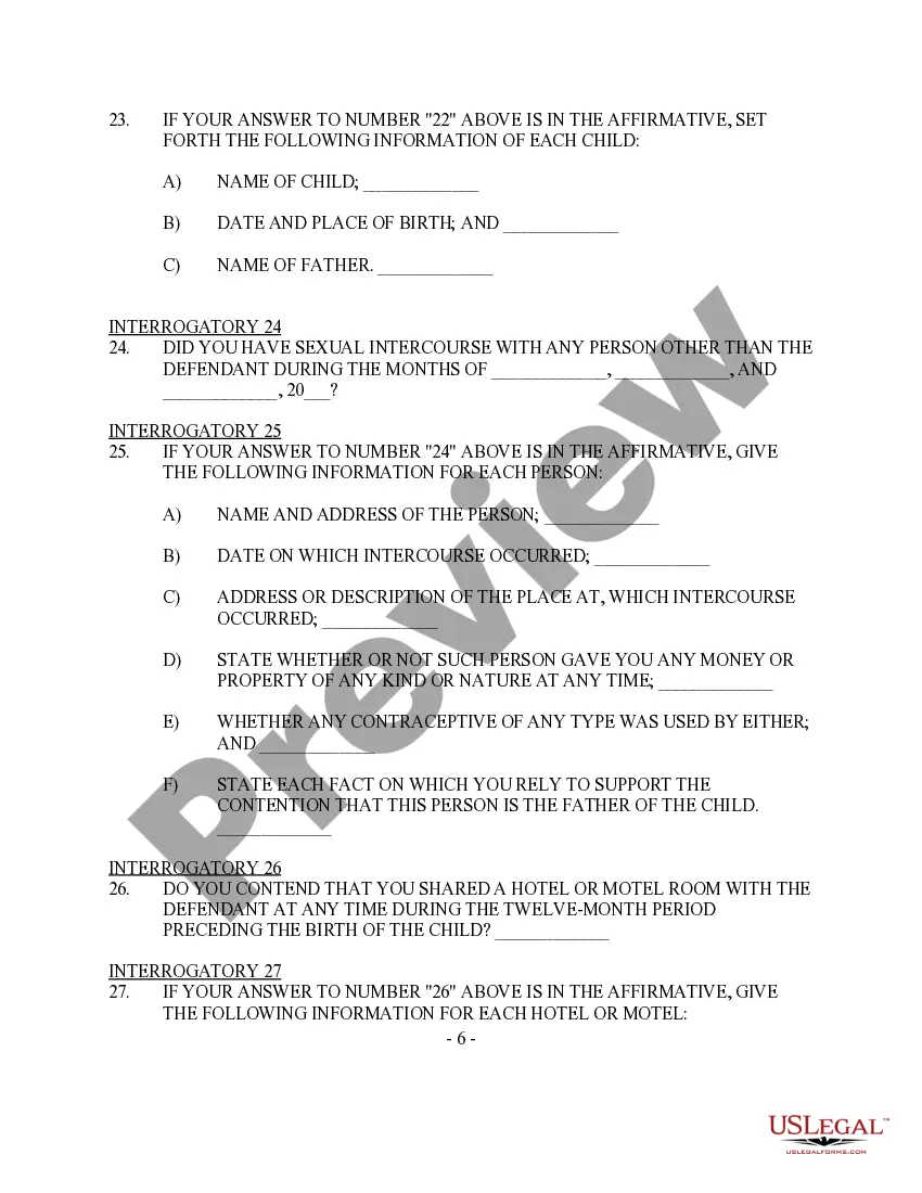 Get Discovery - Defendant's Interrogatories To Plaintiff - Paternity Preview Discovery - Defendant's Interrogatories To Plaintiff - Paternity
