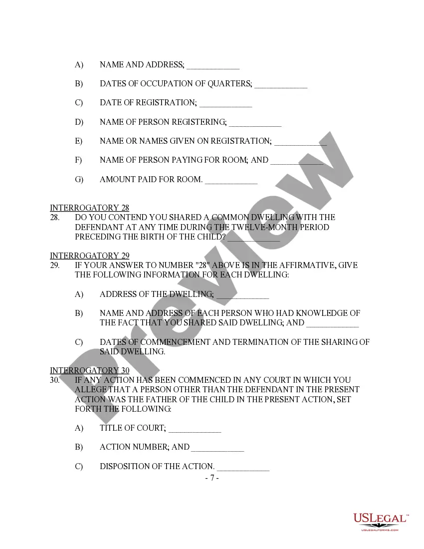 Get Discovery - Defendant's Interrogatories To Plaintiff - Paternity Preview Discovery - Defendant's Interrogatories To Plaintiff - Paternity