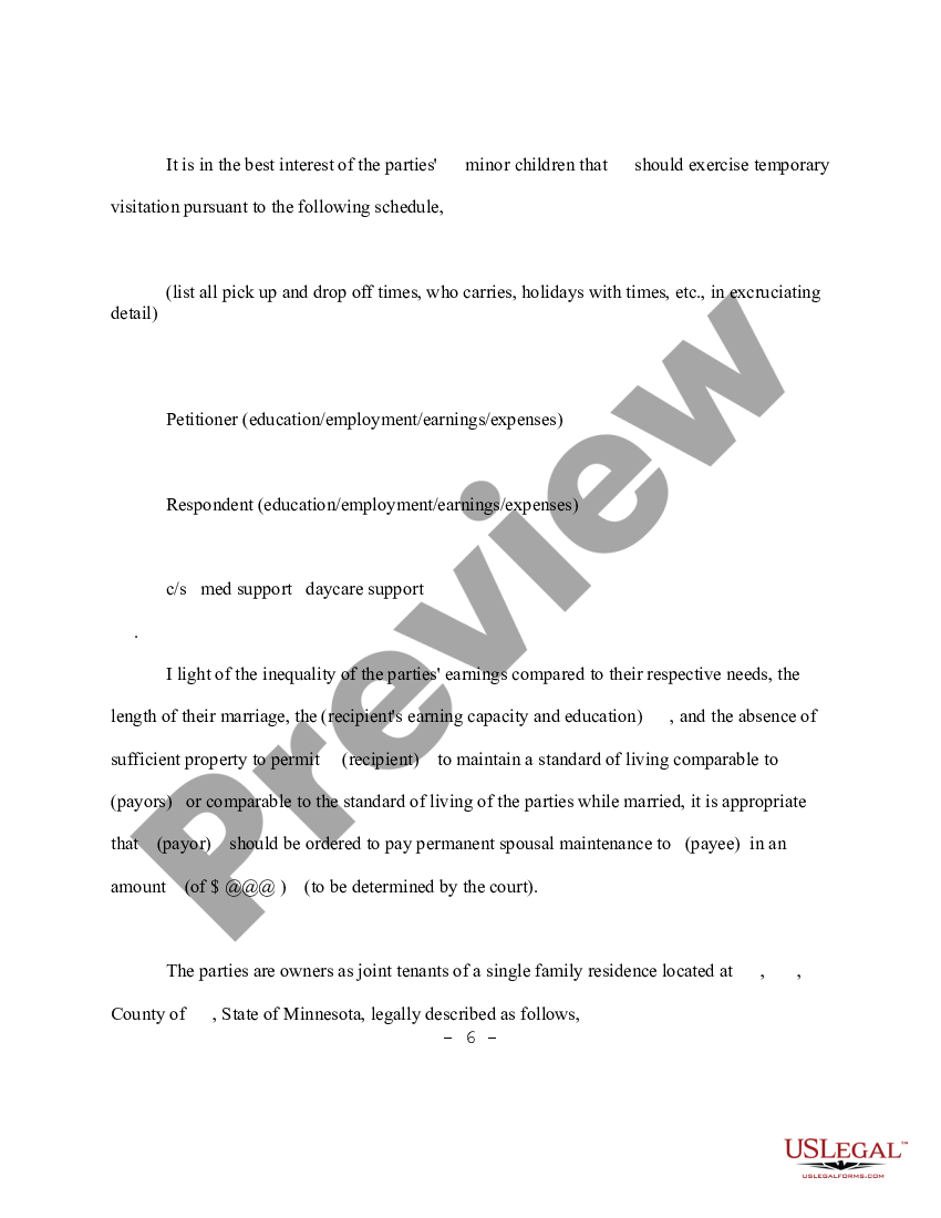 Minnesota Summons and Petition for Dissolution of Marriage | US Legal Forms