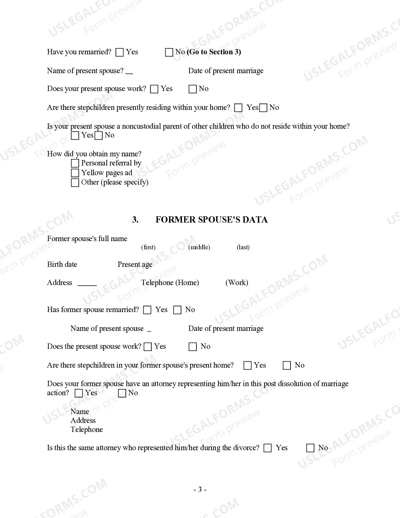Preview Post-Decree Modification or Amendment Questionnaire