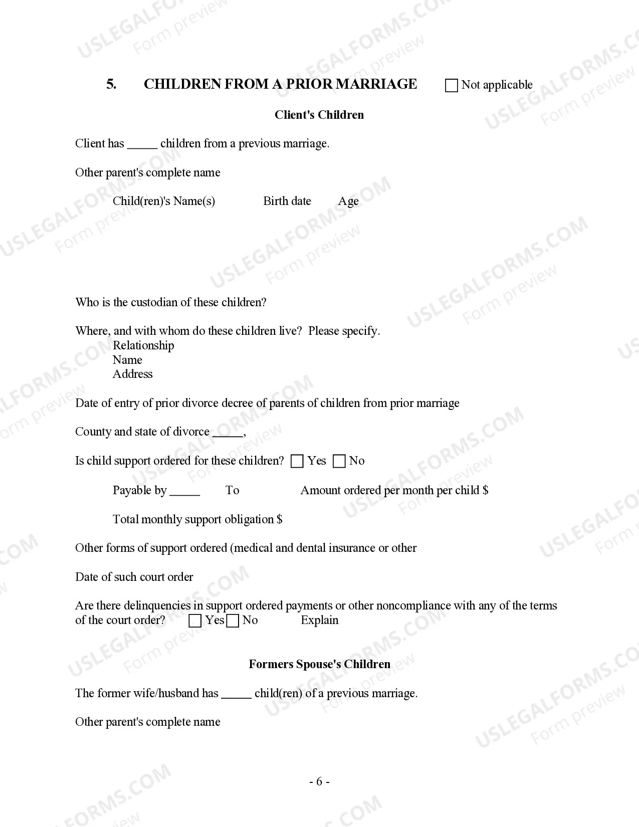 Preview Post-Decree Modification or Amendment Questionnaire