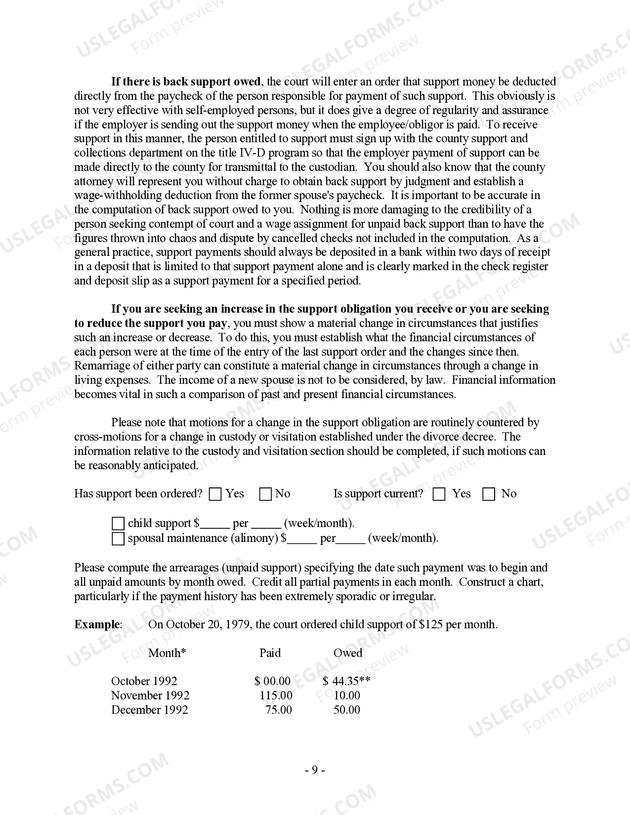 Preview Post-Decree Modification or Amendment Questionnaire