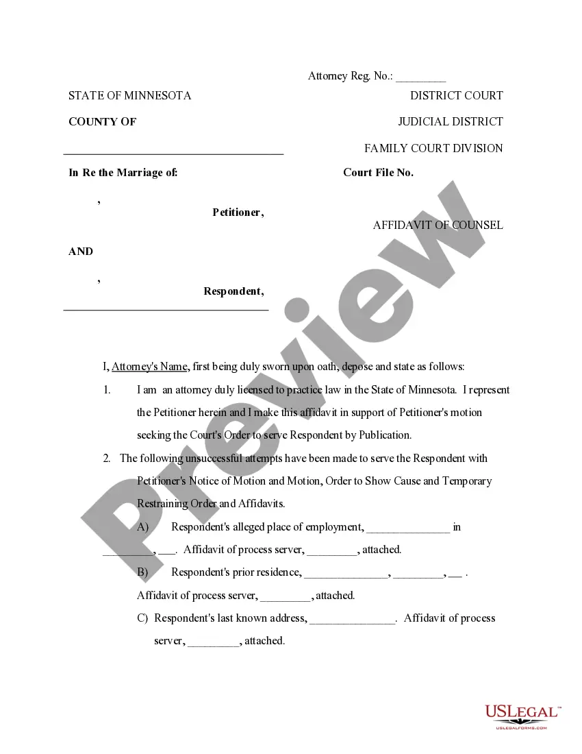 Preview Request for Service by Publication, and necessary materials