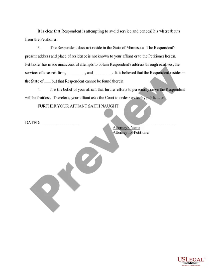 Preview Request for Service by Publication, and necessary materials