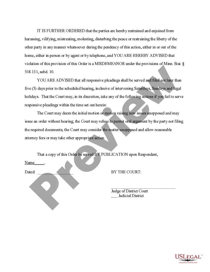 Preview Request for Service by Publication, and necessary materials