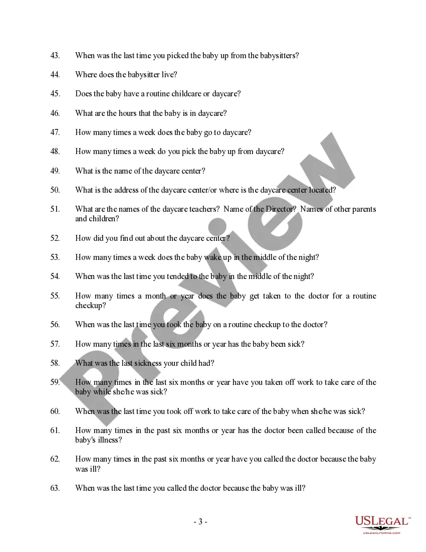 Get Sample Questions to Assist in Determination of who is Primary Caretaker of Child Preview Sample Questions to Assist in Determination of who is Primary Caretaker of Child