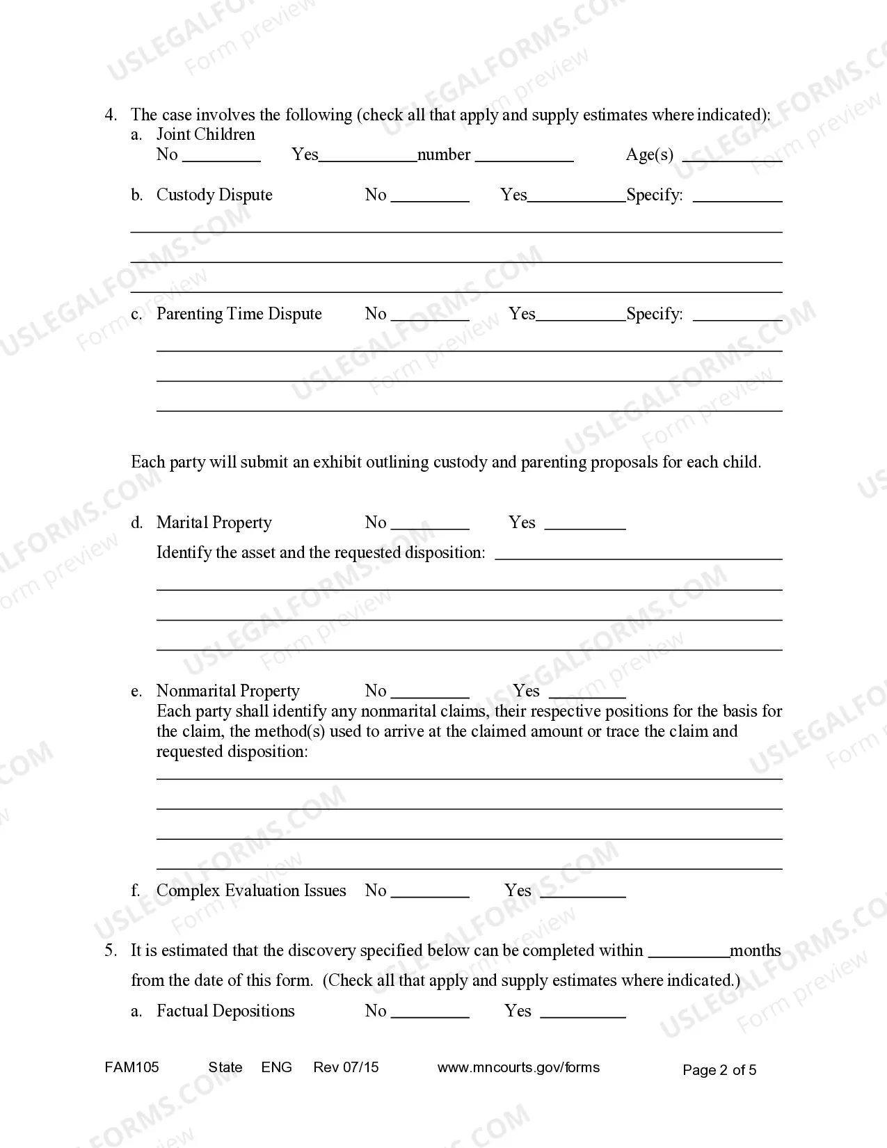Preview Scheduling Information Statement for Filing with Court