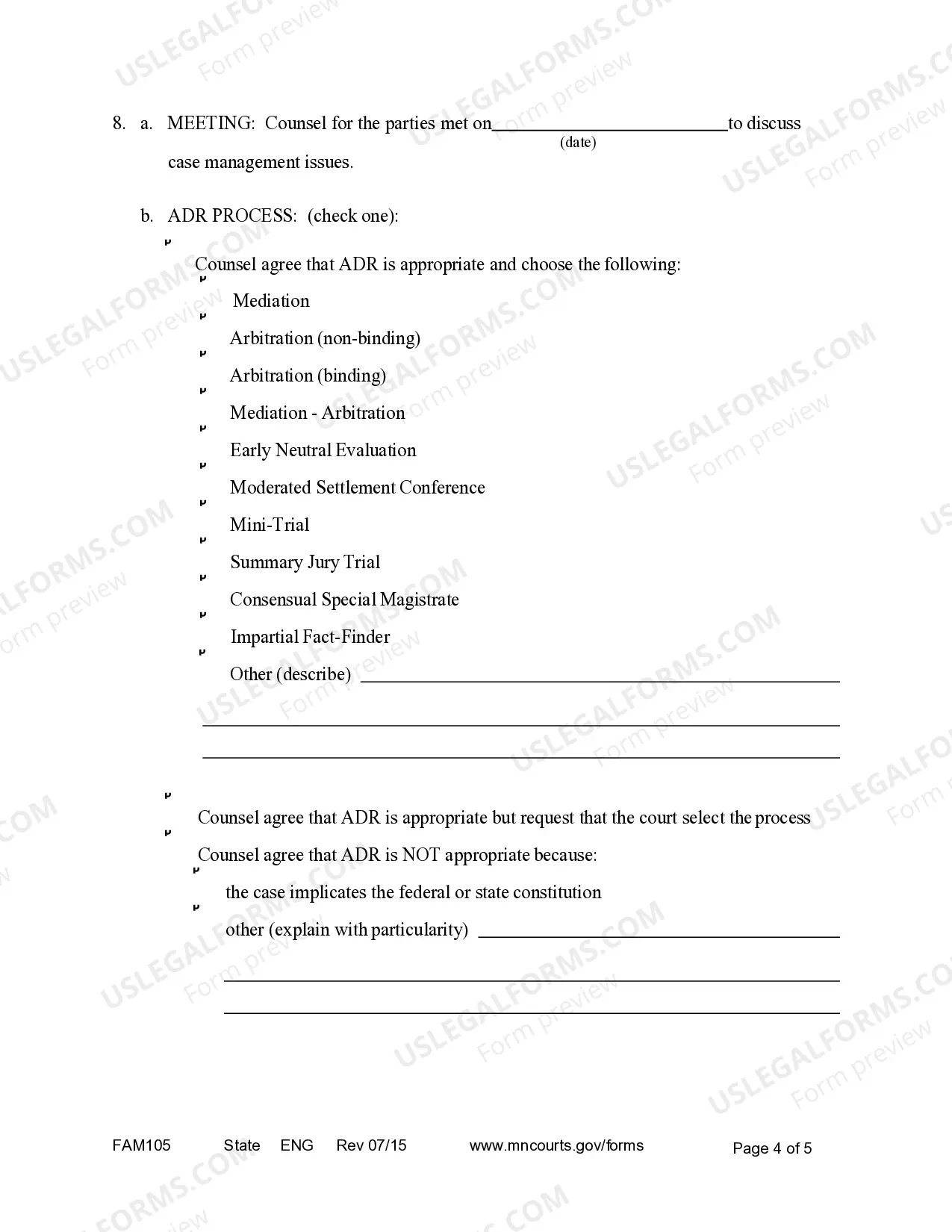 Preview Scheduling Information Statement for Filing with Court