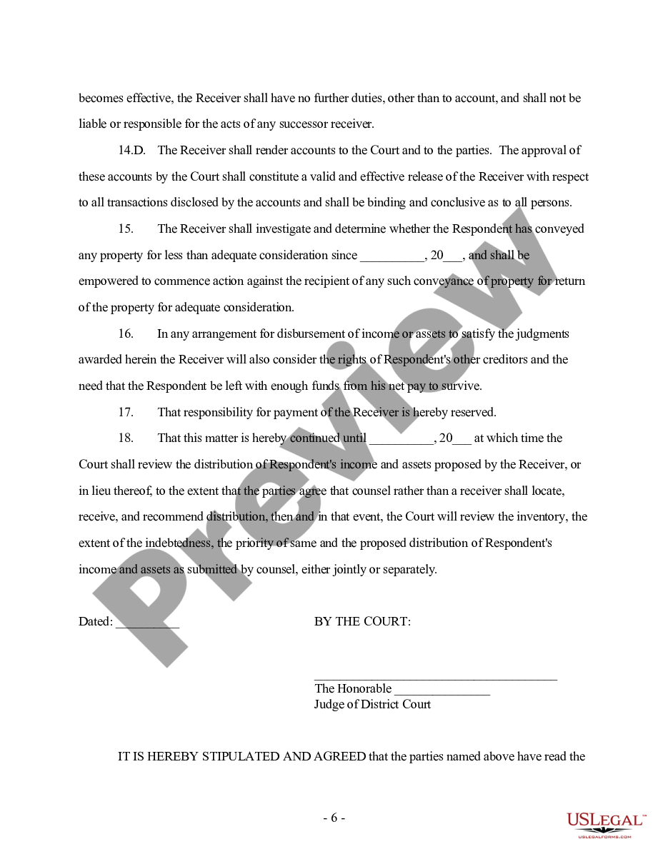 page 5 Stipulation and Order regarding Judgment and Appointment of Receiver preview