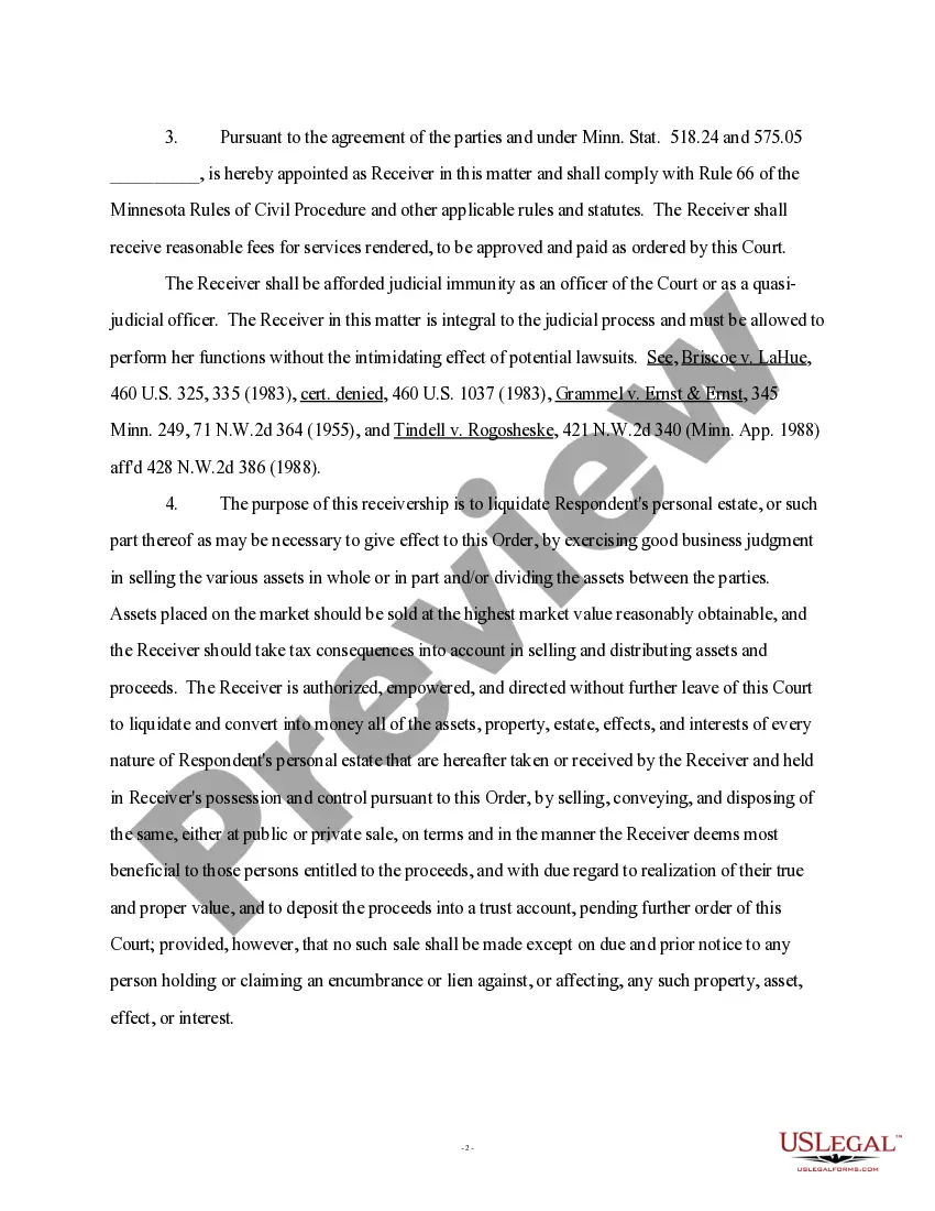 Preview Stipulation and Order regarding Judgment and Appointment of Receiver