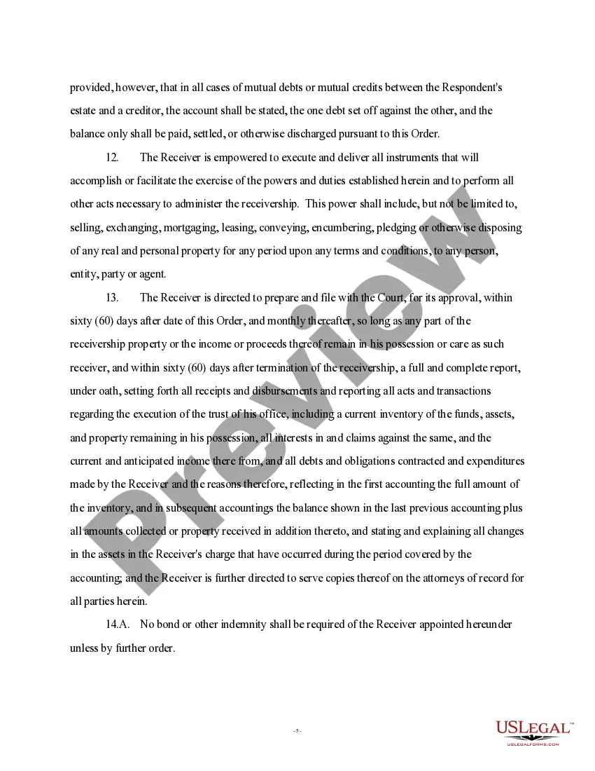 Preview Stipulation and Order regarding Judgment and Appointment of Receiver