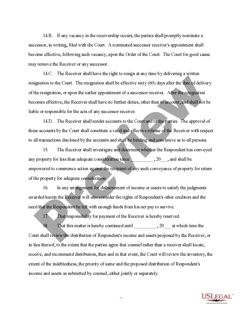 Preview Stipulation and Order regarding Judgment and Appointment of Receiver