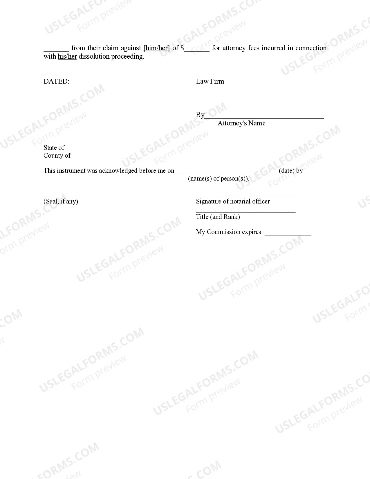 Preview Release of Claim for Attorney's Fees