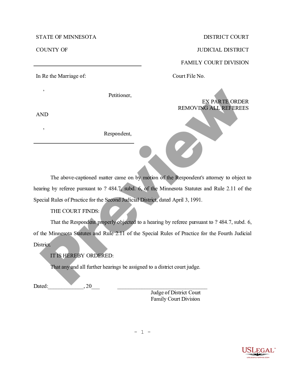 page 0 Ex Parte Motion and Order Removing All Referees preview
