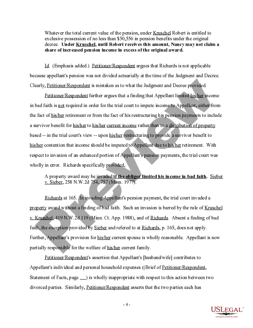 Preview Reply Brief of Appellant - Sheltering a Fixed Sum of Appellant's Pension Fund