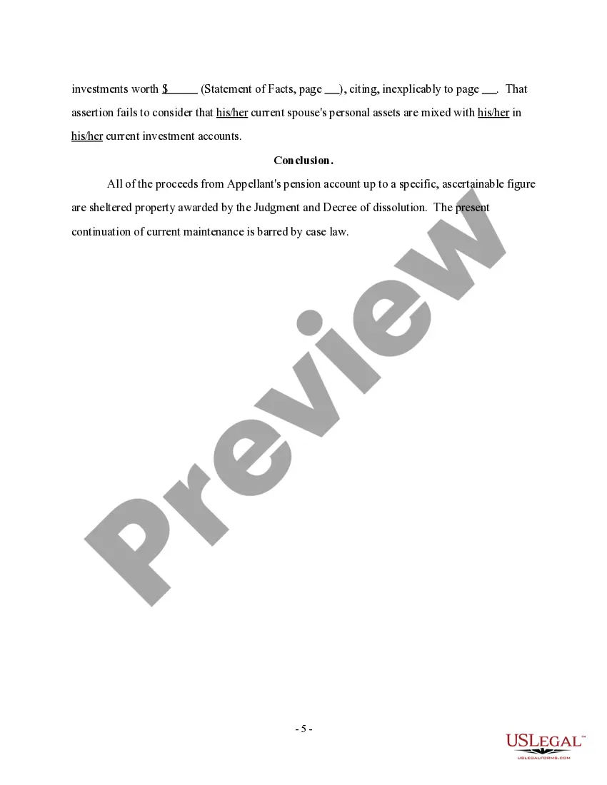 Preview Reply Brief of Appellant - Sheltering a Fixed Sum of Appellant's Pension Fund